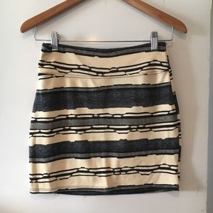 Ivory Black Aztec Print Tube Skirt